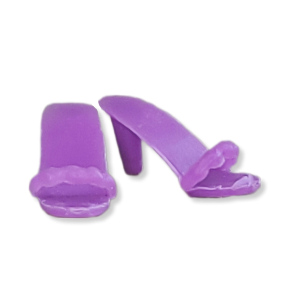 Barbie Clone 70s MOD High Heel Mules Purple Faux Bead Toe Strap Doll Shoes Vtg
